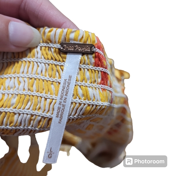 Nwt Free People yellow floral sun dress with pockets, removable straps, size L - Picture 5 of 5